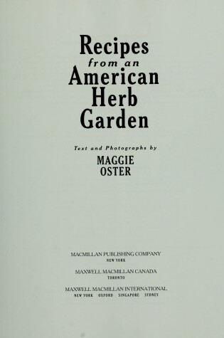 Cover of Recipes from an American Herb Garden