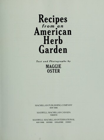 Book cover for Recipes from an American Herb Garden