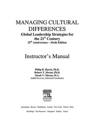 Book cover for Managing Cultural Differences Instructor's Manual