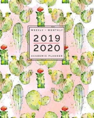 Book cover for Watercolor Cactus, Weekly + Monthly Academic Planner, 2019 - 2020