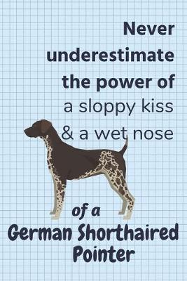 Book cover for Never underestimate the power of a sloppy kiss & a wet nose of a German Shorthaired Pointer