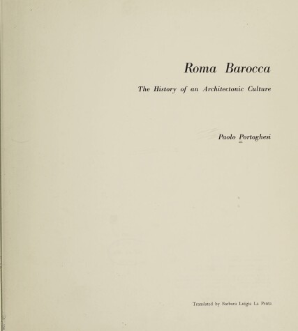 Book cover for Roma Barocca