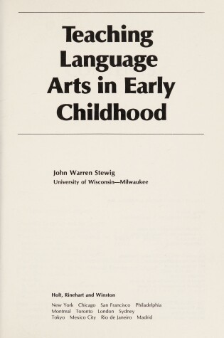 Cover of Language Arts in Early Childhood