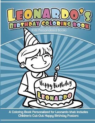 Book cover for Leonardo's Birthday Coloring Book Kids Personalized Books