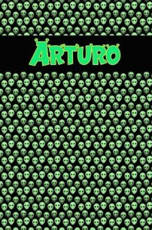 Cover of 120 Page Handwriting Practice Book with Green Alien Cover Arturo