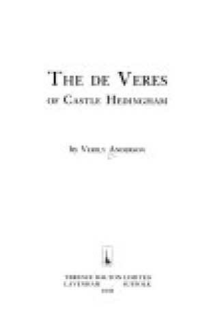 Cover of The De Veres of Castle Hedingham