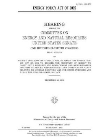 Cover of Energy Policy Act of 2005