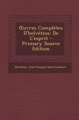 Cover of Uvres Completes D'Helvetius