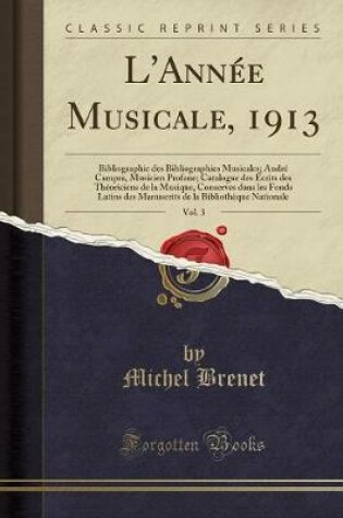 Cover of L'Annee Musicale, 1913, Vol. 3