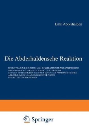 Cover of Die Abderhaldensche Reaktion