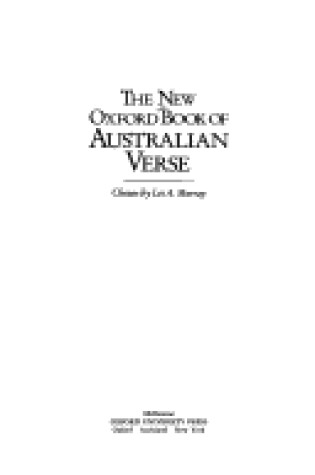 Cover of The New Oxford Book of Australian Verse