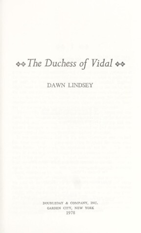 Book cover for The Duchess of Vidal