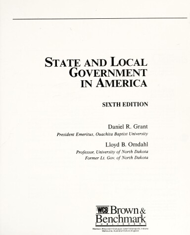 Book cover for State and Local Government in America