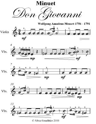 Book cover for Minuet Don Giovanni Easy Violin Sheet Music