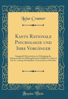 Cover of Kants Rationale Psychologie Und Ihre Vorgänger