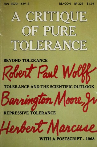 Cover of Critique Pure Toleranc