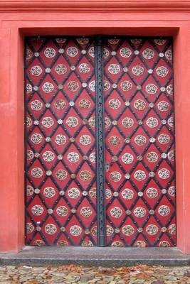 Book cover for Antique Ornate Coral and Gold Door Journal