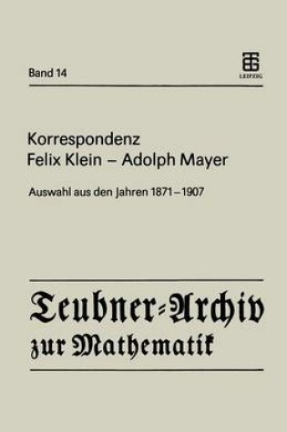 Cover of Korrespondenz Felix Klein -- Adolph Mayer