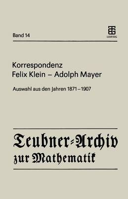 Book cover for Korrespondenz Felix Klein -- Adolph Mayer