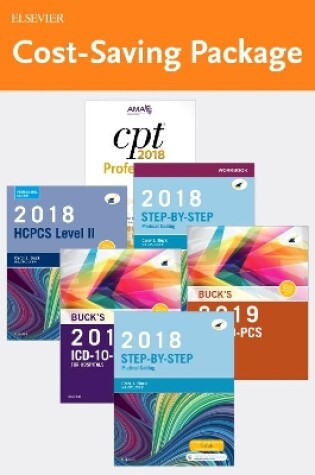 Cover of Step-By-Step Medical Coding 2018 Edition - Text, Workbook, 2019 ICD-10-CM for Hospitals Edition, 2019 ICD-10-PCs Edition, 2018 HCPCS Professional Edition and AMA 2018 CPT Professional Edition Package