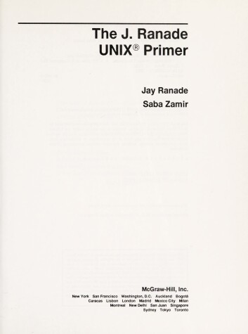 Book cover for J. Ranade Unix Primer