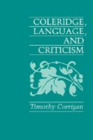 Cover of Coleridge, Language and Criticism