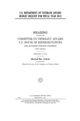 Cover of U.S. Department of Veterans Affairs budget request for fiscal year 2012