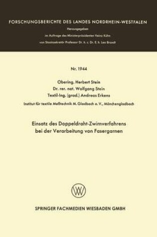 Cover of Einsatz Des Doppeldraht-Zwirnverfahrens Bei Der Verarbeitung Von Fasergarnen