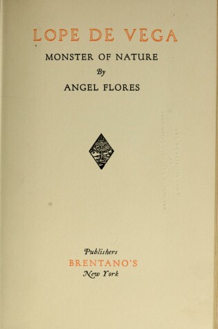 Cover of Lope De Vega, Monster of Nature