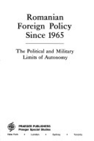 Cover of Roumanian Foreign Policy Since 1965