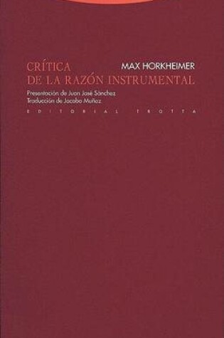 Cover of Critica de La Razon Instrumental