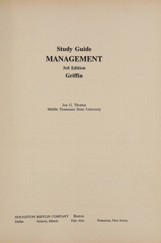 Cover of Management : Study Guide