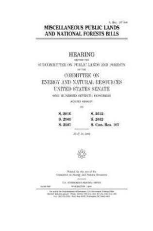 Cover of Miscellaneous public lands and national forests bills