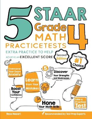 Book cover for 5 STAAR Grade 4 Math Practice Tests