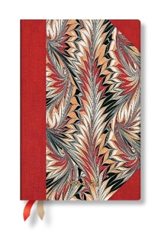 Cover of Rubedo (Cockerell Marbled Paper) Mini 12-month Verso Hardback Dayplanner 2025 (Elastic Band Closure)