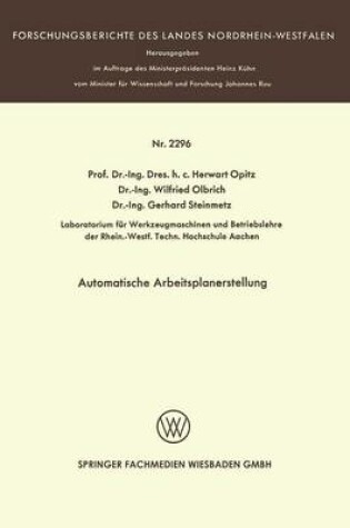 Cover of Automatische Arbeitsplanerstellung