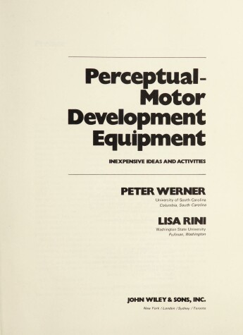 Book cover for Perceptual Motor Development Equipment