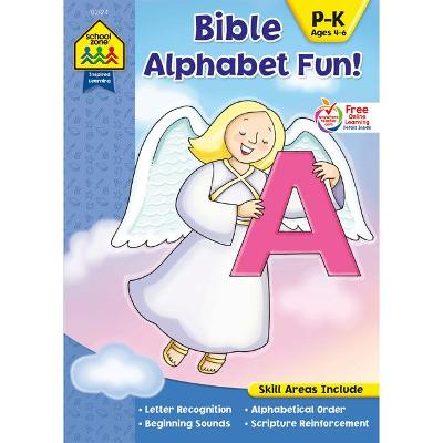 Book cover for School Zone Bible Alphabet Fun! Workbook