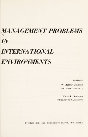 Book cover for Management Problems in International Environments