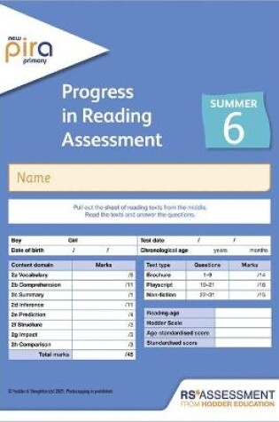 Cover of New PiRA Test 6, Summer PK10 (Progress in Reading Assessment)