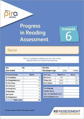 Book cover for New PiRA Test 6, Summer PK10 (Progress in Reading Assessment)