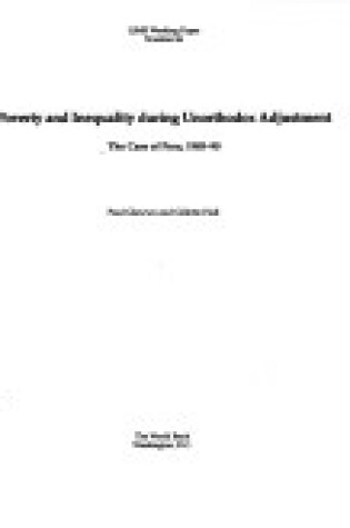 Cover of Poverty and Inequality During Unorthodox Adjustment