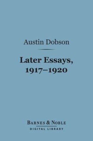 Cover of Later Essays, 1917-1920 (Barnes & Noble Digital Library)