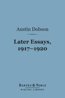 Book cover for Later Essays, 1917-1920 (Barnes & Noble Digital Library)