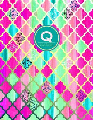 Book cover for Initial Q Monogram Journal - Dot Grid, Moroccan Pink Green