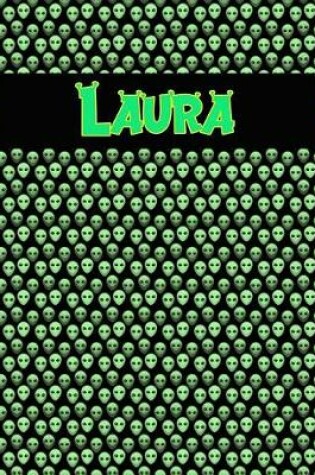 Cover of 120 Page Handwriting Practice Book with Green Alien Cover Laura