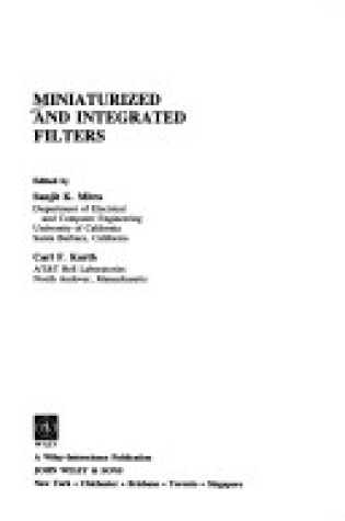 Cover of Miniaturized and Integrated Filters