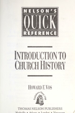 Cover of Introduction to Church History