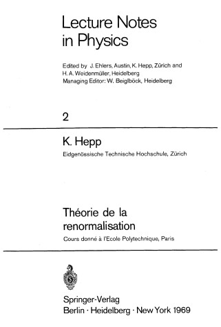 Cover of Theorie de La Renormalisation