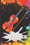 Book cover for Cool Black Rainbow Splatter Music Violin Strings Blank Composition Wide-ruled blank line School Notebooks